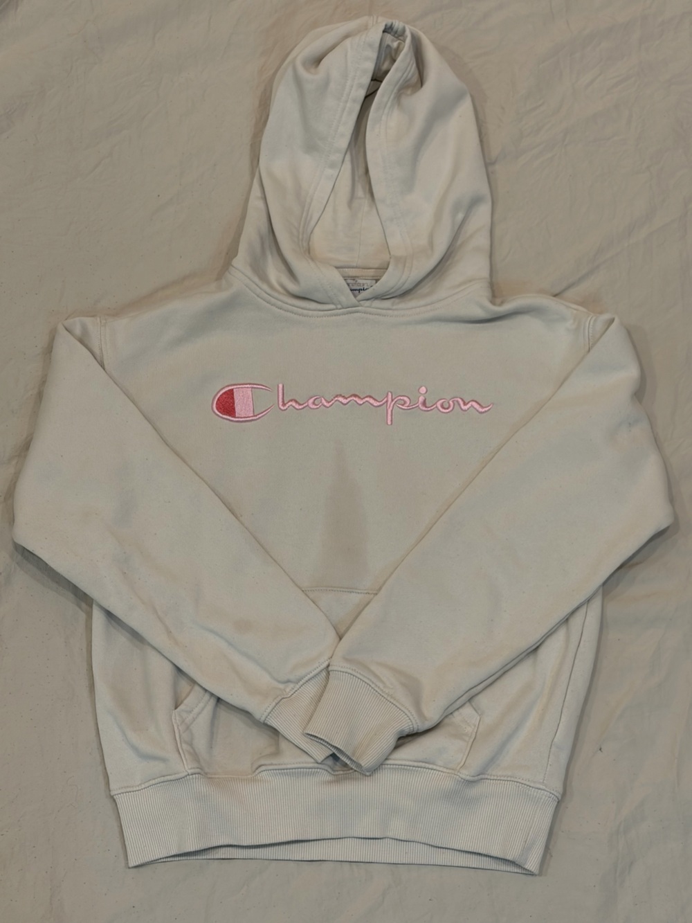 Champion Kids Cream Sweatshirt with Pink Logo